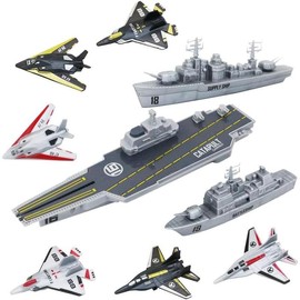 Aircraft Carrier Toy Military Naval Ship Play Set with Small Scale Planes Toy, Supply Ship,Great Battleship Toys Army Men Toys for Boys Girls Kids