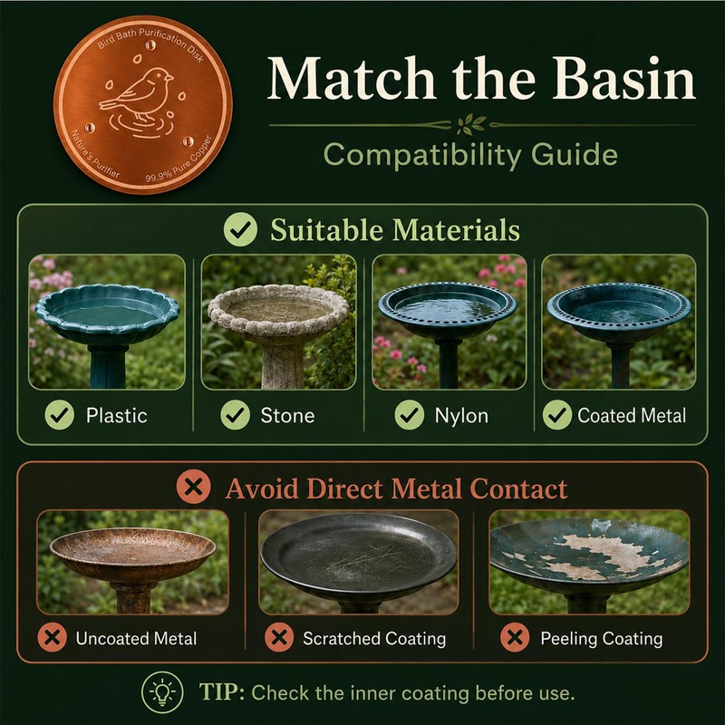 KuuDack Bird Bath Copper Disk – 99.9% Pure Copper, Triple-Point