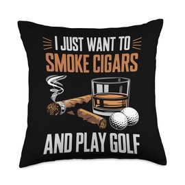 I Just Want To Smoke Cigars and Play Golf Retirement Plan Throw Pillow