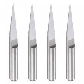 sourcing map Wood Engraving Router Bit, 1/8" 3.175mm Shank 0.1mm Tip 15 Degree Solid Carbide CNC 3D Milling Cutter, for Carving Acrylic PVC MDF Plastic, 4pcs