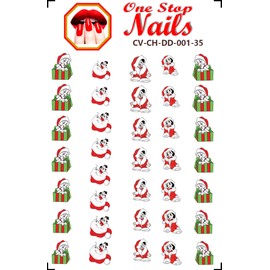 Christmas 101 Dalmatian (Ver.1) Clear Vinyl Cut, Peel and Stick Nail Art Decals/Stickers by One Stop Decals.