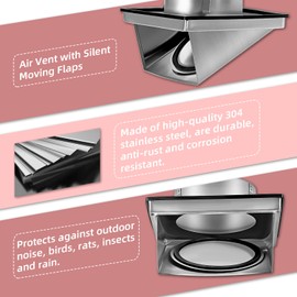 WeCooper Weather Protection Grille 150 mm Stainless Steel Hood Ventilation Grille Exhaust Hood Slat Grille Stainless Steel