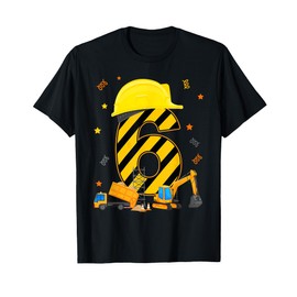 Six 6 Year Old 6th Birthday Construction Vehicles 6yr T-Shirt
