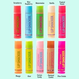 Lip Smacker Original & Best Party Pack - 10 bálsamos labiales hidratantes, sabores clásicos, hidratantes y protectores, sin crueldad animal, galleta de avena