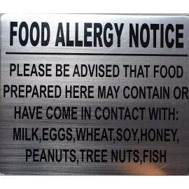 Buildingsigns.com Food Allergy Notice Sign (Brush Aluminium, 10x12)-REF24-1
