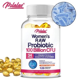 Pslalae - Probiotics, 10 Billion CFUs Contains Prebiotics, Digestive Enzymes and UT Support Probiotics for Women, Ambient Supplement, 120 Capsules