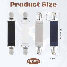 WEFINEST Pack of 8 Cardigan Clips, Elastic Clips for Clothing, Portable Braces Clips, Dress Cinch Clips, Outdoor Accessories, Clothes Clip Back for Travel Bags, Hats, Wallets, Handbags, Black, Navy,