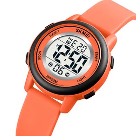 Gosasa Womens LED Digital Electrical Luminescent Silicone Outdoor Sport Waterproof Alarm Wrist Watch with Stopwatch