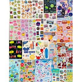 Creative Creations American Greetings Carlton Paper Facrtory Hall 100+ Stickers Retro Glam Rock Good Vibes Be Brave Roller Skate Happy Smiley Face