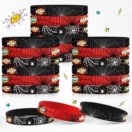 Haxpacal Spider Bracelets Silicone Wristband 30Pcs Superhero Party Decorations Supplies for Spider Theme Kids Birthday Party Favors