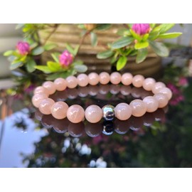 ZILALI Crystal Gemstone Beaded Bracelet, Natural 8mm Stone Bracelet for Women or Men Reiki Chakra Crystal Healing Bracelet for Gift Natural Stone Peach Sunstone