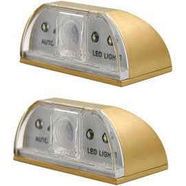 Keyhole Light,AMZSTAR 4LED Keyhole Lamp Infrared PIR Motion Detector Cabinet Light Battery Operated Bedroom Emergency Light Small Night Light Door Lock Sensor Light (1pcs Gold)