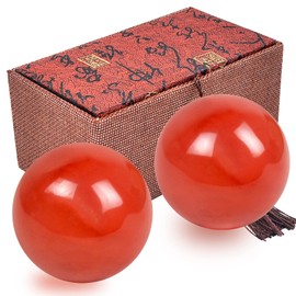 Fengshuibringluck 1.6IN Natural Crystal Baoding Chinese Health Balls for Hand Therapy, Exercise, and Stress Relief (Onyx)