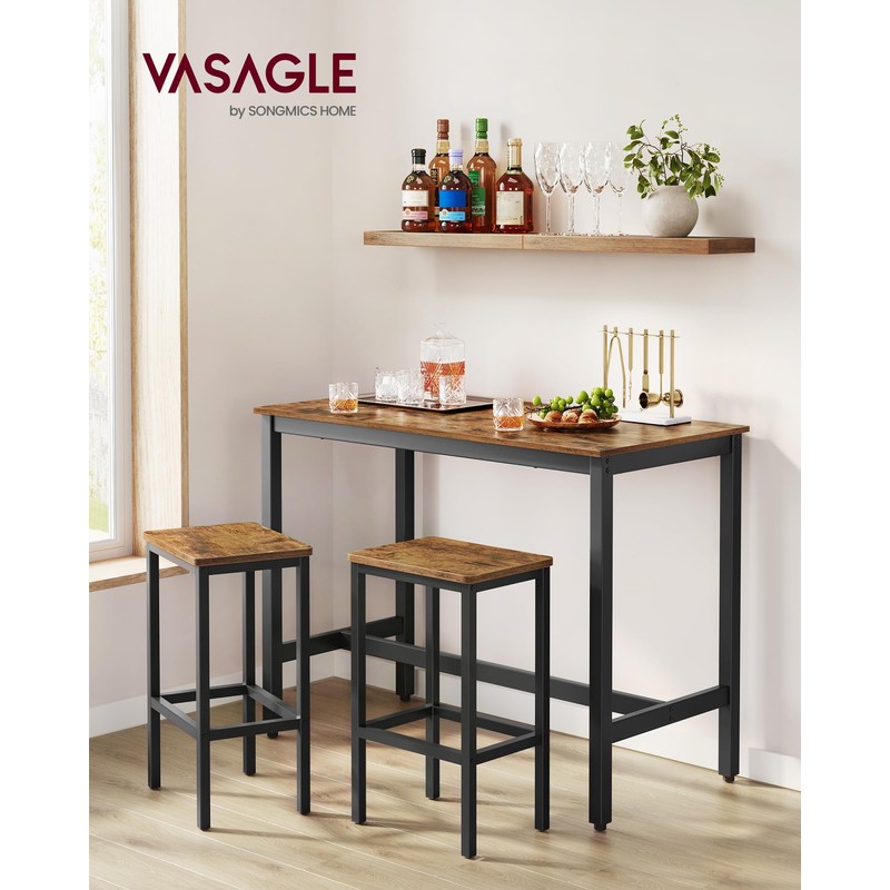 VASAGLE Bar Table Set, with 2 Bar Stools, Dining table