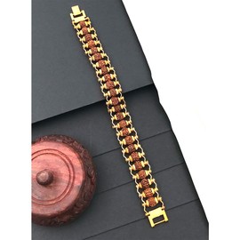 Generic Brass Panchmukhi Bangle Bracelet Rudraksha (5 Mukhi) 9 Inch, Brown, Brass, no gemstone