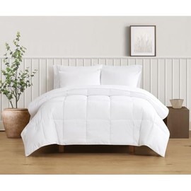 TRP 3-Piece Luxury 100% Polyester Down Alternative Comforter Set Queen Size | Modern Contemporary Casual Style Coconut White Solid Color Pattern | Classic Unique Ultra Soft Smooth Farmhouse Bedding