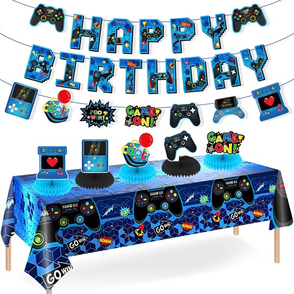 Video Game Birthday Party Decorations Blue Video Game Theme Happy