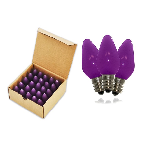 25 Pack C7 Purple Frosted Dimmable SMD LED Retrofit Bulbs
