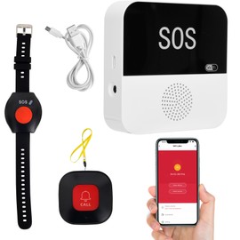 Umelee Seniors Emergency Call, Alarm Button for Seniors, SOS Emergency Button + Receiver + Emergency Call Band, Smart WiFi Home Emergency Call for Elderly, Disabled, Patients, Children