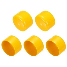 uxcell 5pcs Rubber End Caps 63mm(2.5 Inch) ID Vinyl PVC Round Tube Bolt Cap Cover Screw Thread Protectors Yellow