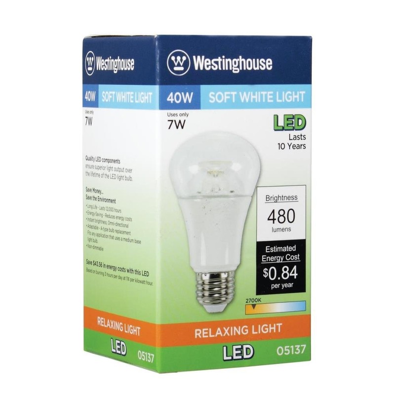 Westinghouse Lighting 0513700 7W, Replaces 40W A19 Soft White LED