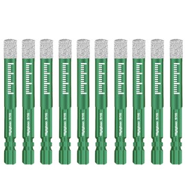 Mgtgbao 10pc 5/16” Green Dry Diamond Drill Bits Set，10PCS 8mm Hex Shank Core Drill Bit Brazed with Cooling Wax for Porcelain Tile Ceramic Concrete Granite Marble Hard Materials (not for Wood).