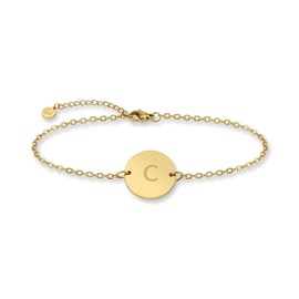 GD GOOD.designs Bracelet with letters in gold, 18 carat real gold plated, pendant with initial engraving, Valentine's Day, gift for him and her, Stainless Steel