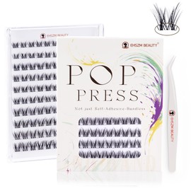 Self Adhesive Eyelashes Clusters - EHSZM BEAUTY POP-PRESS manga lash clusters | Invisible Band | No Glue, 3s Easy Apply, 24H Hold No, Natural Blend for Daily/Party (SA-Astra 10-16mm Kit)