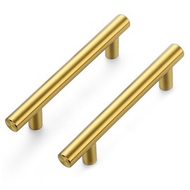 Ravinte Pack of 15 Gold Furniture Handles, T Bar Handles for Kitchen Cabinets, 76 mm Hole Centre, Cabinet Handles, Rustproof Stainless Steel Furniture Door Handles