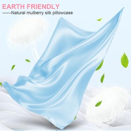 Mulberry Silk Pillow Cases Standard Size with Hidden Zipper, Ultra Smooth and Soft Breathable Cooling Silk Satin Pillowcase for Hair and Skin, Gifts for Women Men (Sky Blue, 20x26 Inches, 1 Pack)