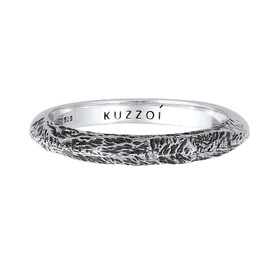 Kuzzoi 0605240721 Men's Ring in Hammered Design, Band Ring Solid (3 mm) Wide in 925 Sterling Silver, Silver Ring Narrow for Men, Ring for Men, Biker Ring, Ring Size 60 - 66, Sterling Silver