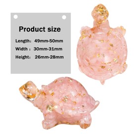 moonsix 2PCS Carved Crystal Longevity Turtle Figurine Small Resin Tortoise Animal Collectible Gift for Home Desk Office Decor, Rose Quartz