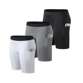 Men's High-Elastic Quick-Dry Sports Tight Shorts for Summer Fitness, Running & Basketball Base Layer Tre S/19063 Gray 5ea