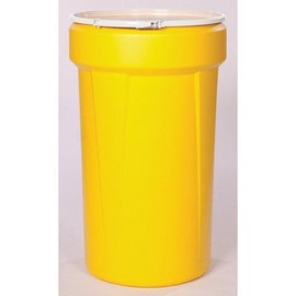 Eagle 55 Gallon Plastic Drum with Lid, Plastic Lever-Lock, 39.1"x23.8", Open Head Lab Pack Drum Made of Durable, Lightweight HDPE, Withstands Weather and Chemicals, Made in USA, Yellow, 1655