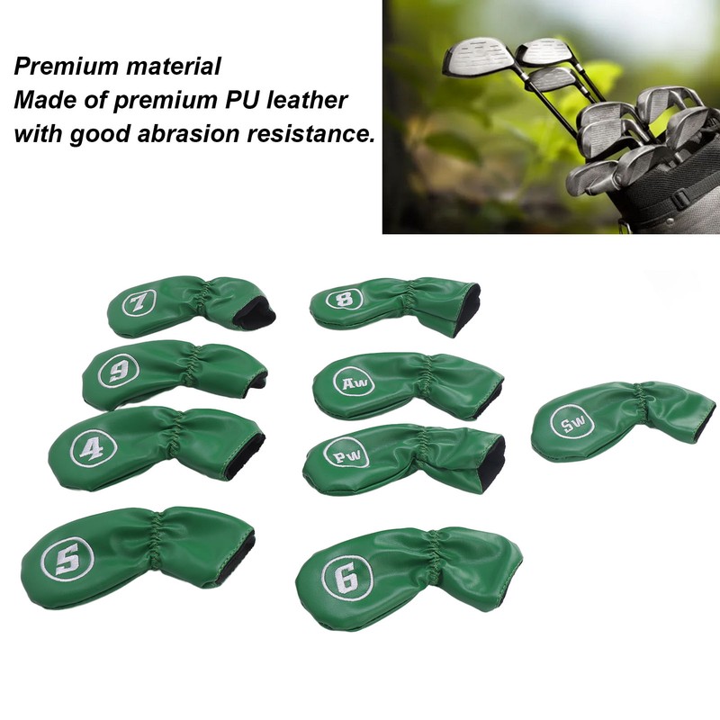 9pcs Golf Club Cover PU Leather Stylish Portable Golf Head
