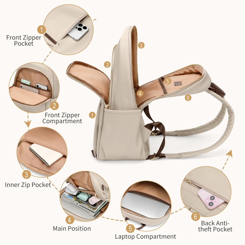 Stylish Laptop Backpack for Women Computer Bag Fits 14 Inch