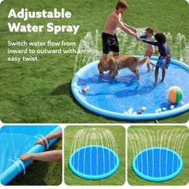 SLOOSH Non-Slip Splash Pad Sprinkler - Outdoor Water Toys Play Mat for Toddlers Kids Dogs, Outside Thickened Sprinkler Pool Party Durable Backyard Fountain for Girls Boys Pets(120in, Blue)