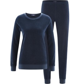 Living Crafts - Bonnie Terry Cloth Pyjamas - Cuddly Heat-Insulated Pyjamas, Fine Rib Cuffs, Organic Cotton, Elastic Waistband, navy