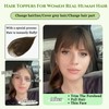 OLLAVO Real Human Hair Topper for Women, 3D French Bangs,