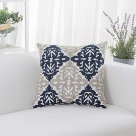 HWY 50 Navy Blue Throw Pillows Covers 18x18 inch, for Couch Bed Bedroom Living Room, Accent Embroidered Decorative Square Throw Pillow Case Cushion Cover, Single Piece