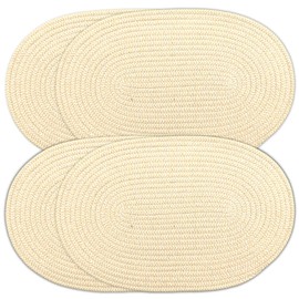 Stylish Braided Corded Oval Placemat, Set of 4 (12"x18" Oval, Taupe)