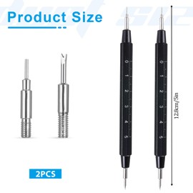 Watch Band Pins Remover Tool 2 Pack Multifunction Watch Strap Link Pin Pusher Repair Tool with Built-in Ruler for Quick Watchs Repair Fix Link Removal Band Replacement Pin Extraction - Black