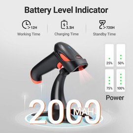 Tera Pro 2023 Newest Battery Level Indicator Wireless 1D 2D QR Barcode Scanner 3 in 1 Works with Bluetooth & 2.4G Wireless & USB Wired, Barcode Reader with Vibration Alert HW0002