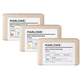 MARLOWE. Exfoliating Body Scrub Soap Bar Variety Trio: Original, Oud Wood, Santal Scents Body Care mens natural Smooth Vegan Cleansing Skin Care men
