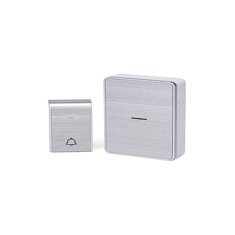 Wireless Doorbell DC Silver Self Powered Doorbell Outdoor Bell Waterproof