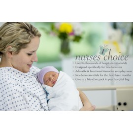 Nurses Choice Newborn Baby Navy & White Striped Hospital Hat and Mitten Set