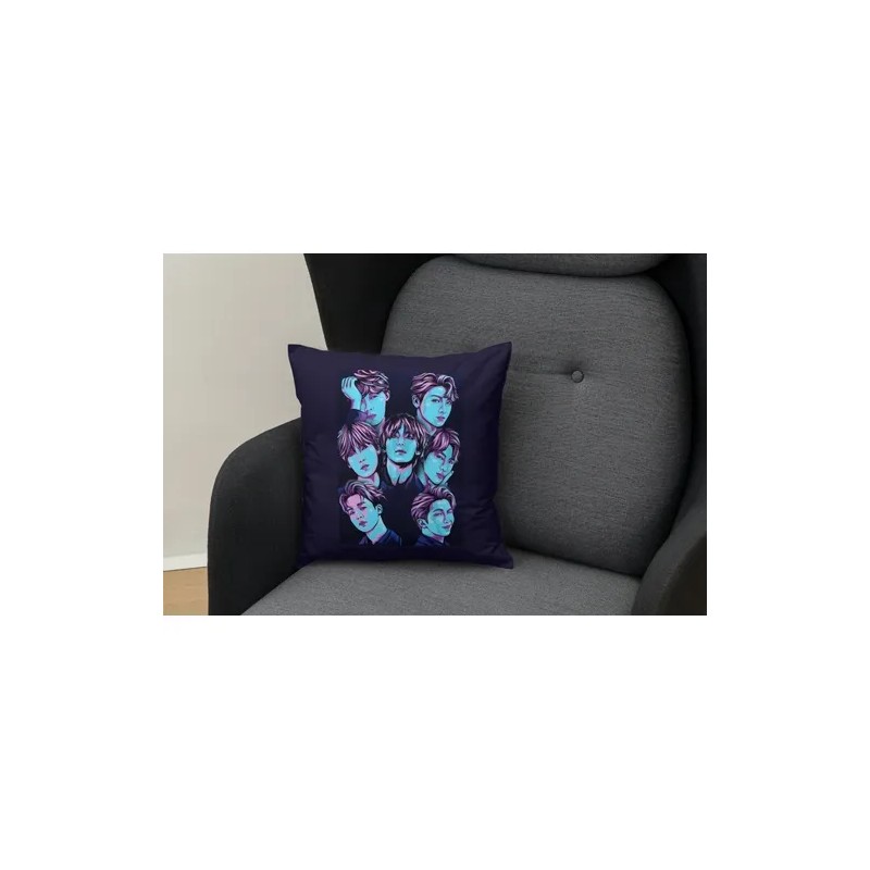 Cojin Decorativo Bts Rostros Artistico Unico Coreano 50x50cm Bts Liso