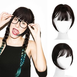 Baluue Realistic Human Hair French Bangs Wig Topper Easy Clip in Hair Toppers for Women