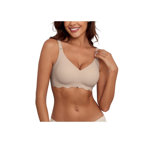 Xcutting Women's Seamless Bras No Underwear Scalloped Push Up Bras