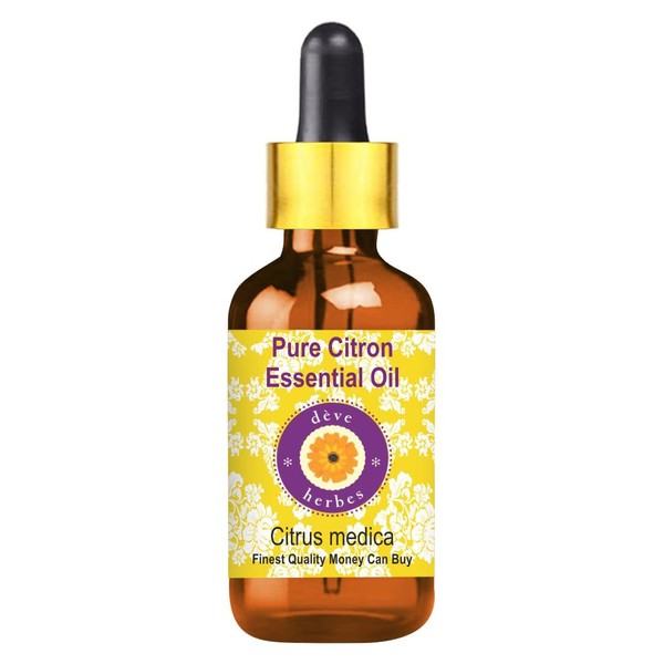 Deve Herbes Pure Citron Essential Oil (Cymbopogon nardus) with Glass
